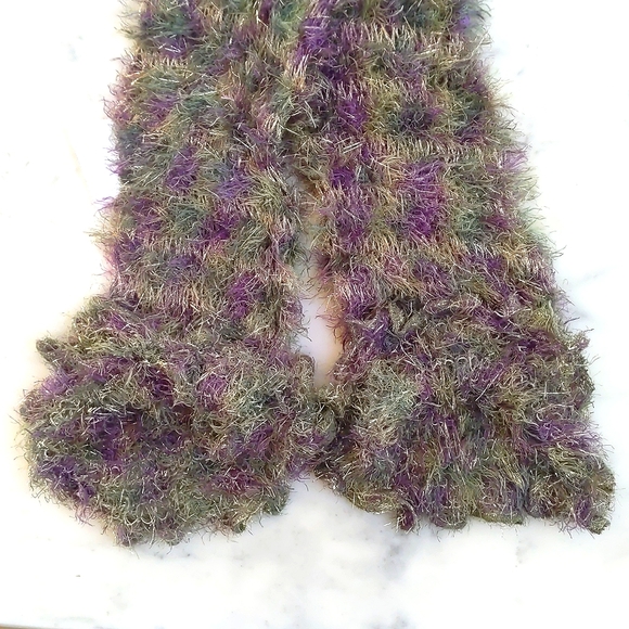 NWT. Charlotte Russe Multi color fluffy scarf with sparkling gold. - Picture 2 of 5